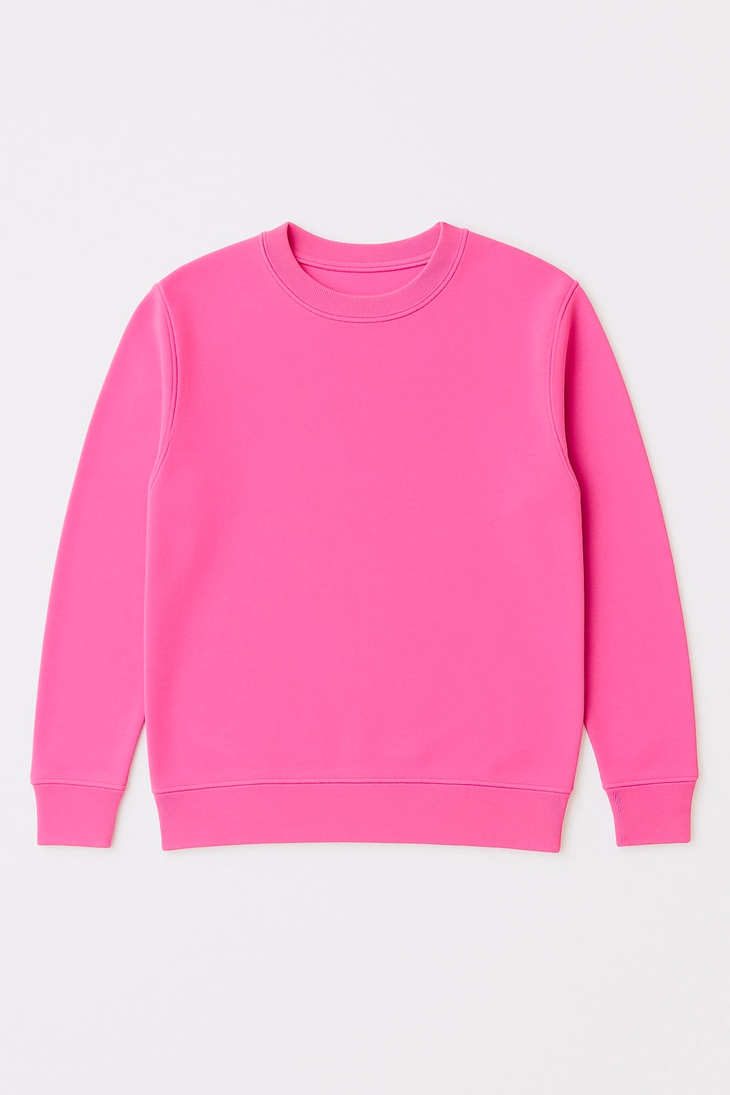 Front view of pink crewneck sweatshirt - Euro fit design by PowderLA