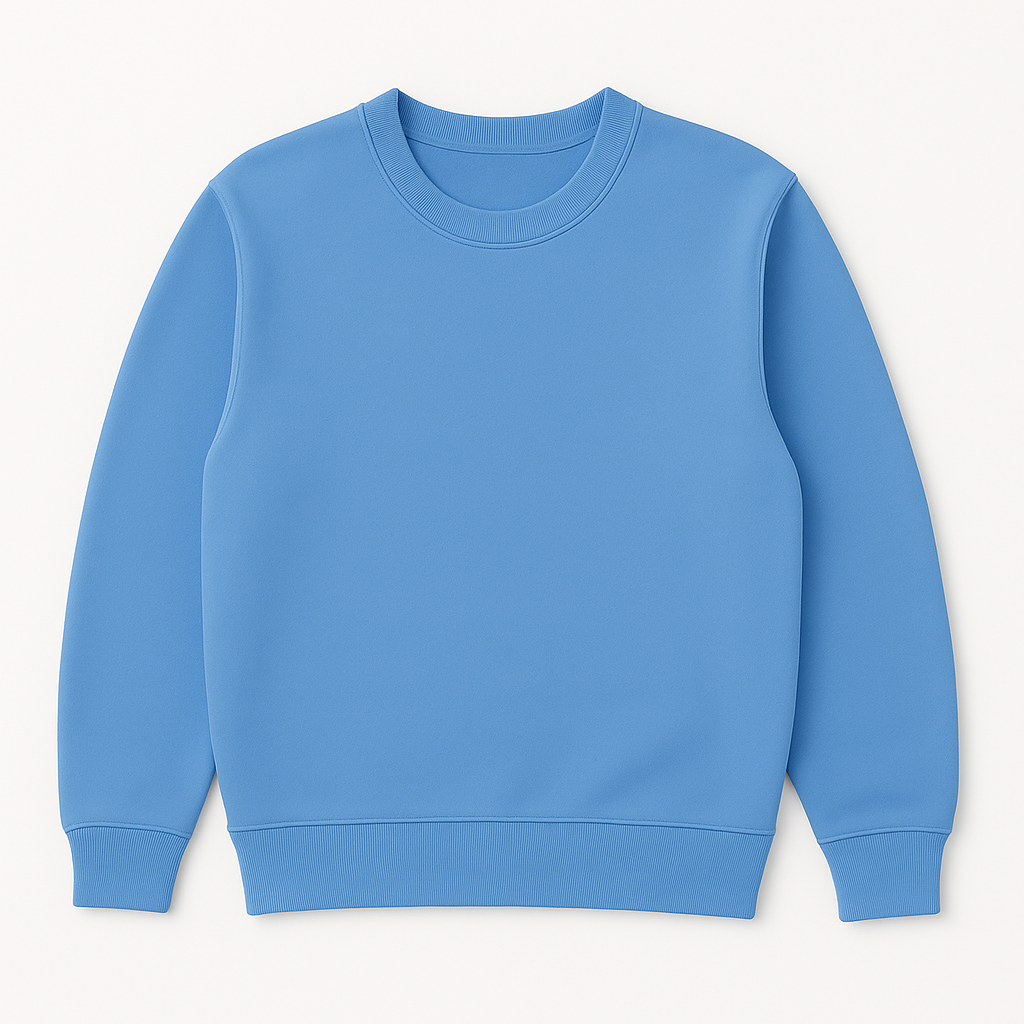 Ocean Blue crewneck sweatshirt flat lay