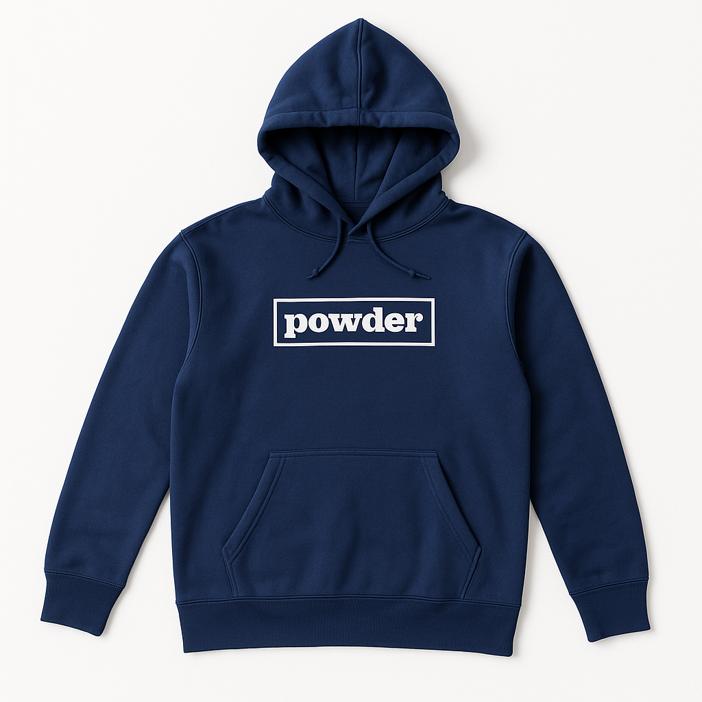 Powder Hoodie Navy with White - PowderLA