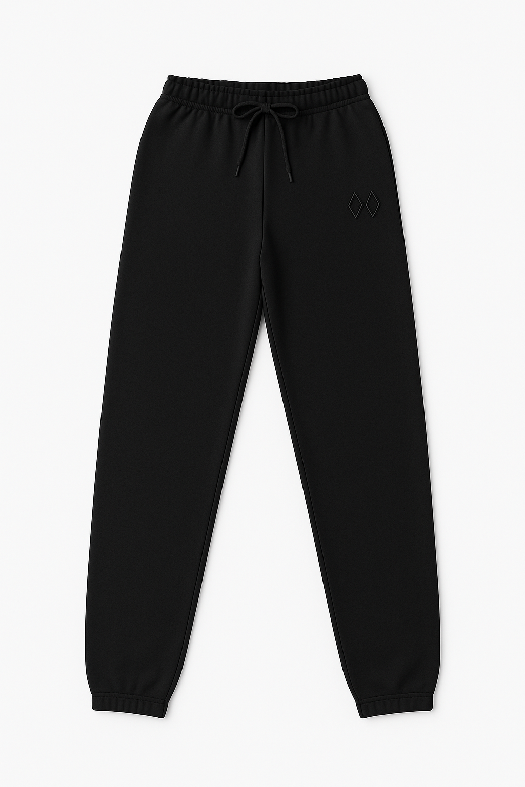 Flat lay jet black sweatpants