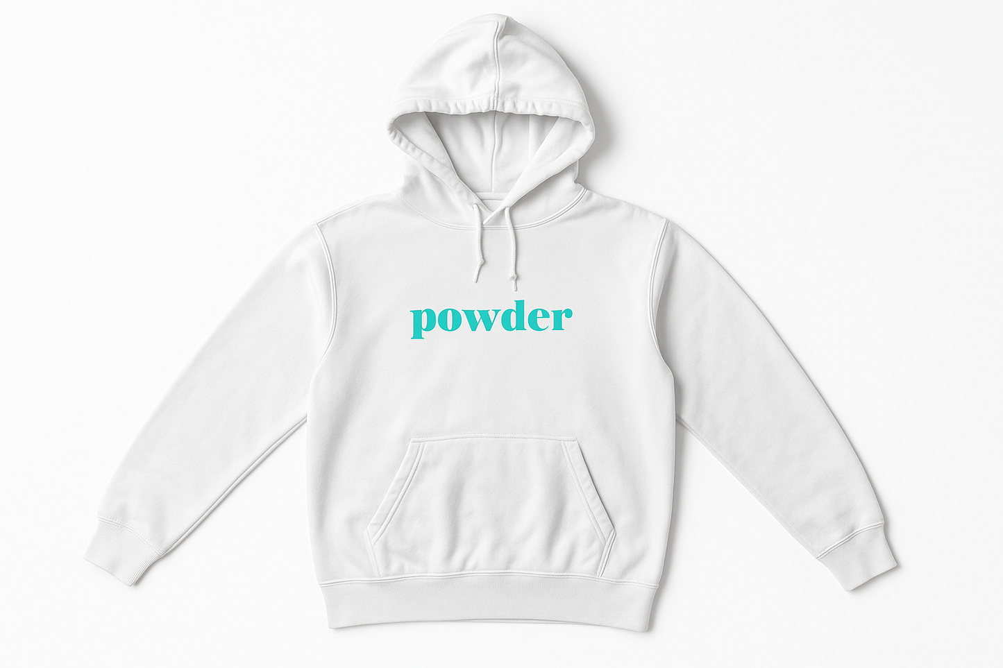 Powder Hoodie White with Turquoise