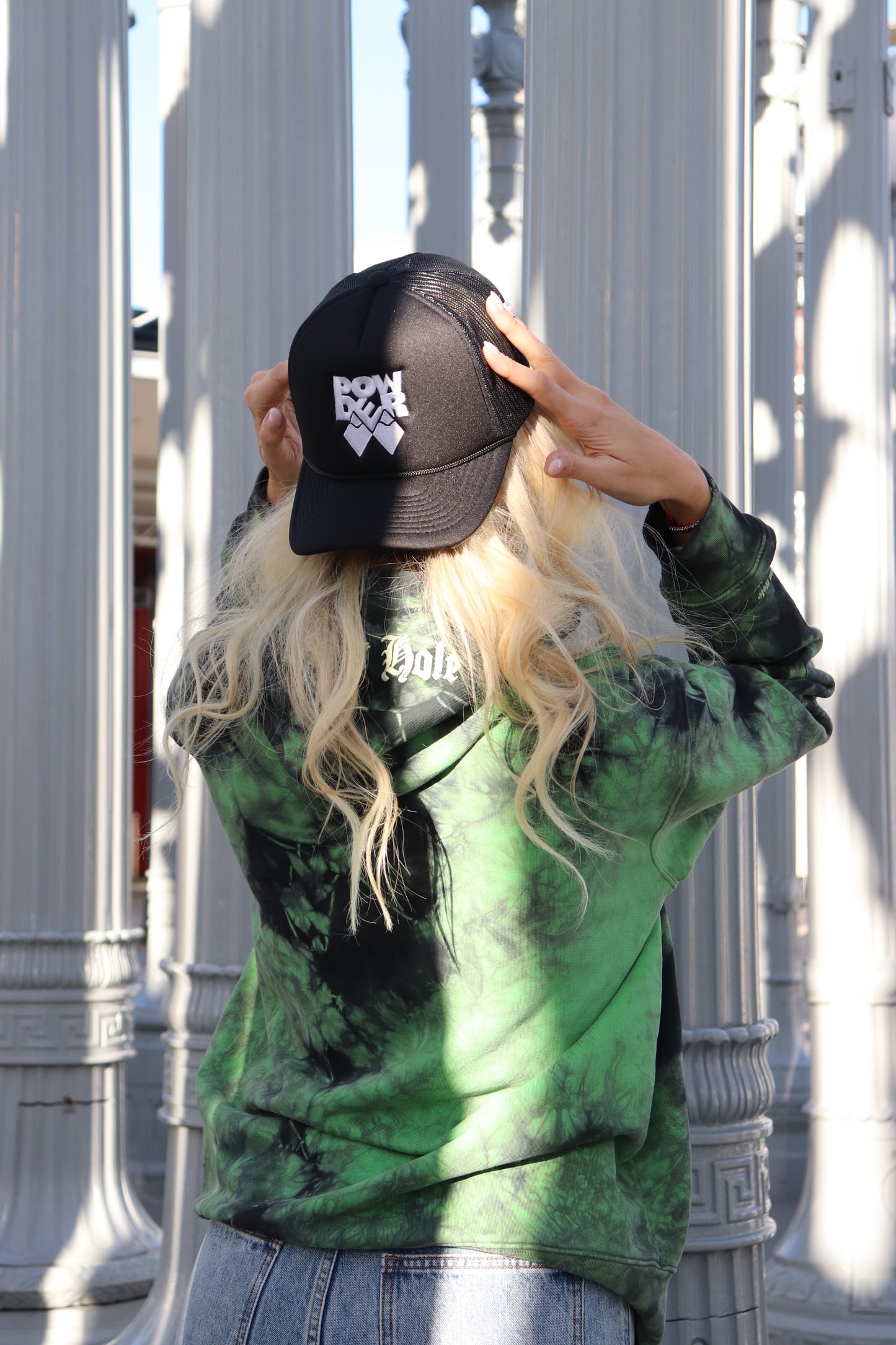 Tie Dye Green & Black Hoodie - Back view Jackson Hole