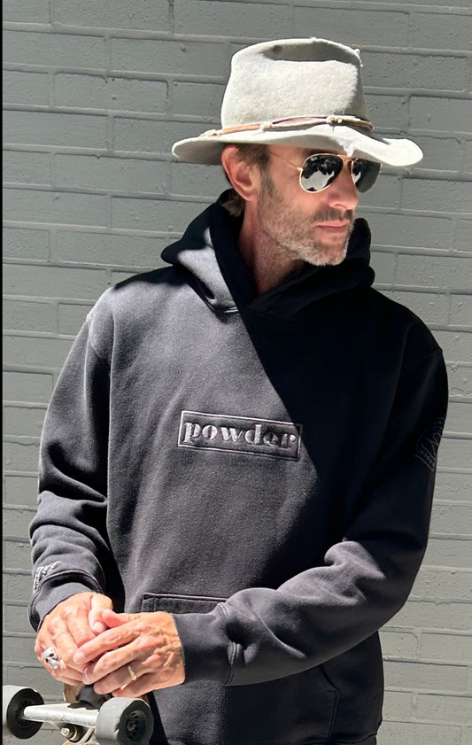 Powder Hoodie Black on Black Monochrome - PowderLA