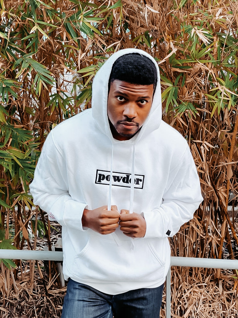 Vintage Powder Hoodie White with Black - PowderLA