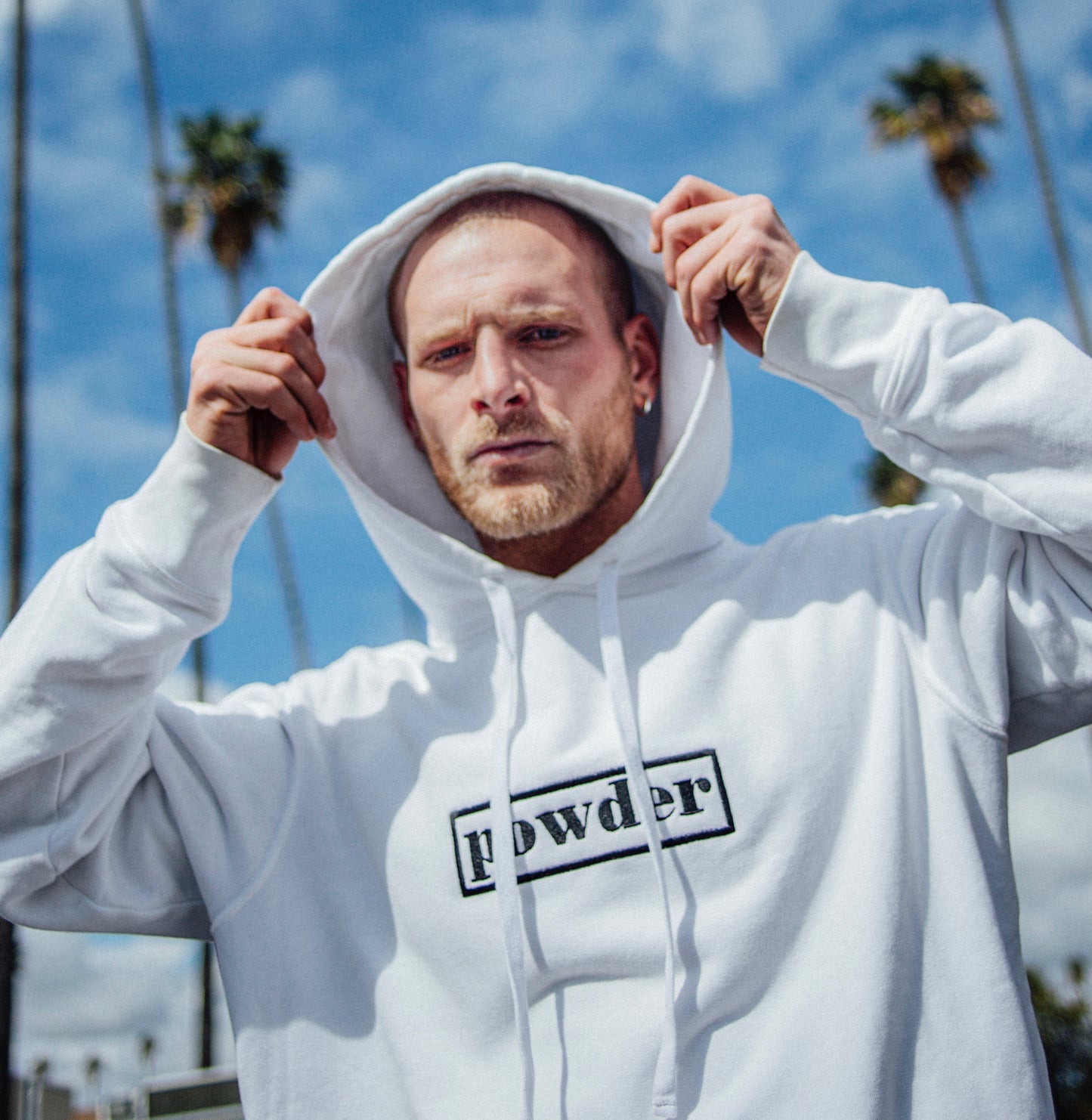 Vintage Powder Hoodie White with Black - PowderLA