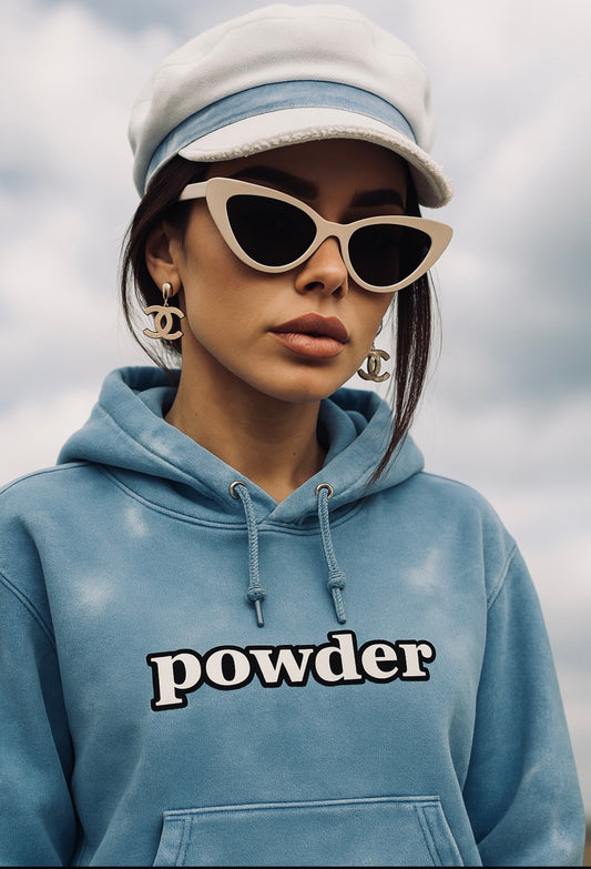 Powder Hoodie Ocean Blue with White - PowderLA