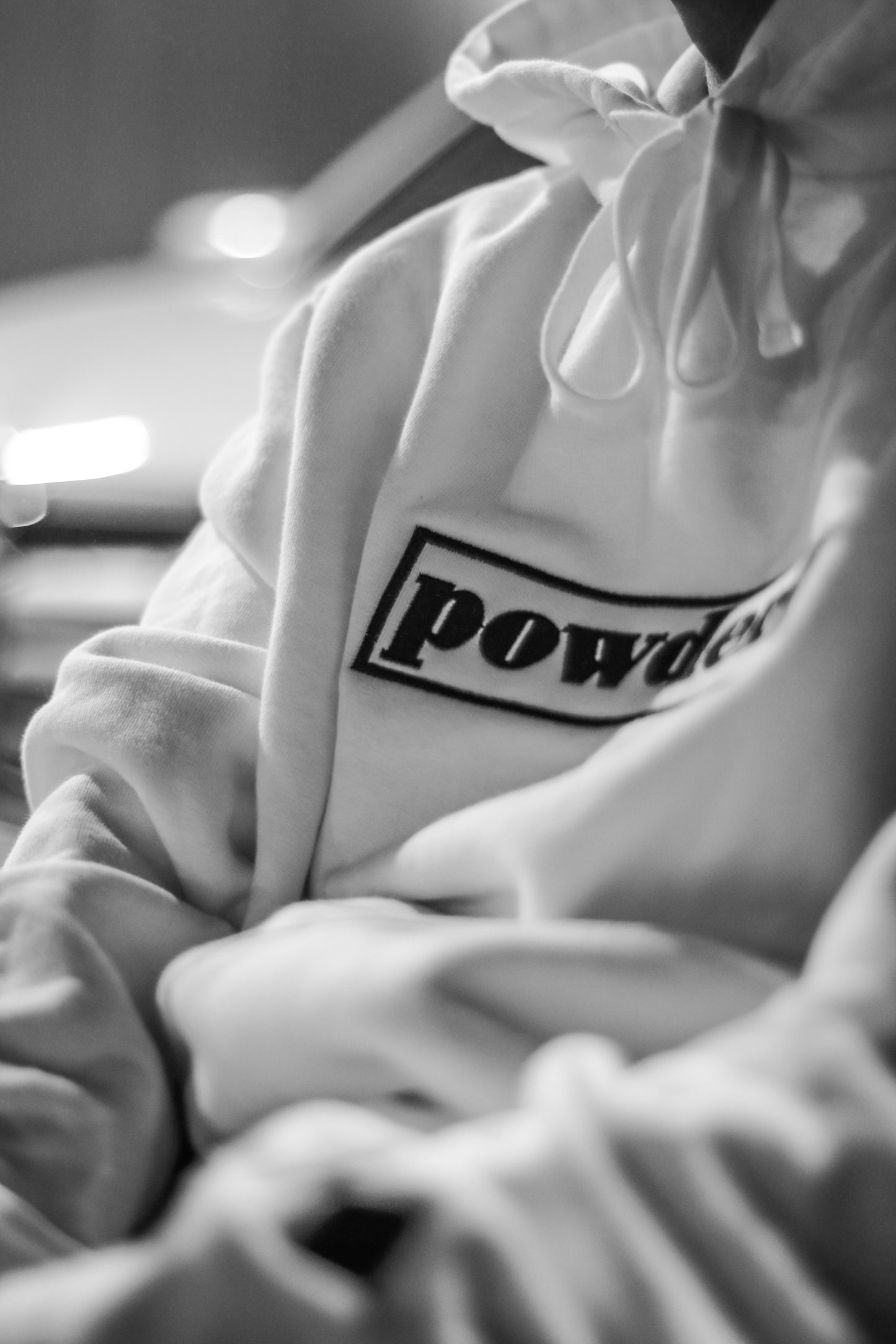 Vintage Powder Hoodie White with Black - PowderLA