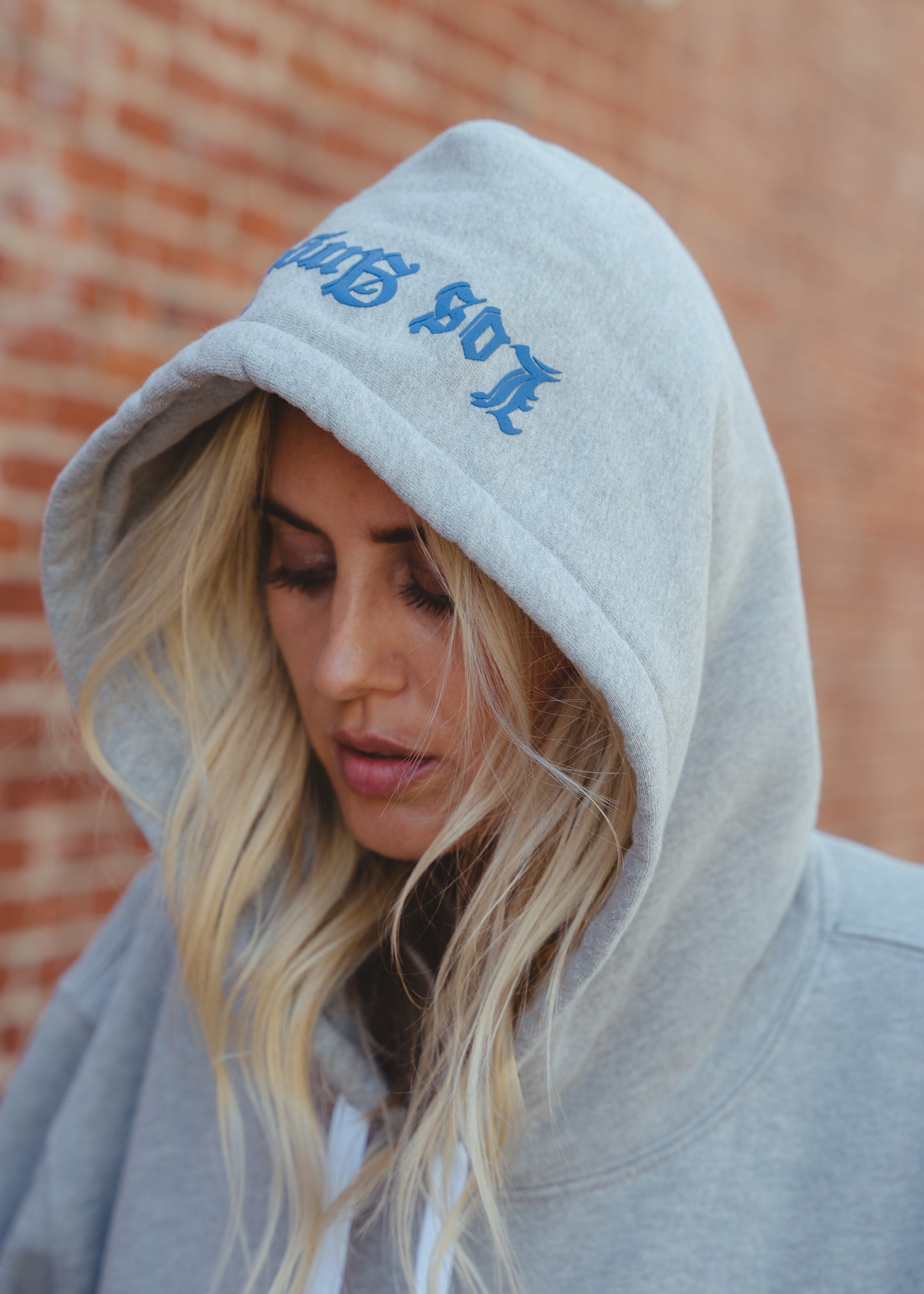 Heather Grey Hoodie - Front View on Model