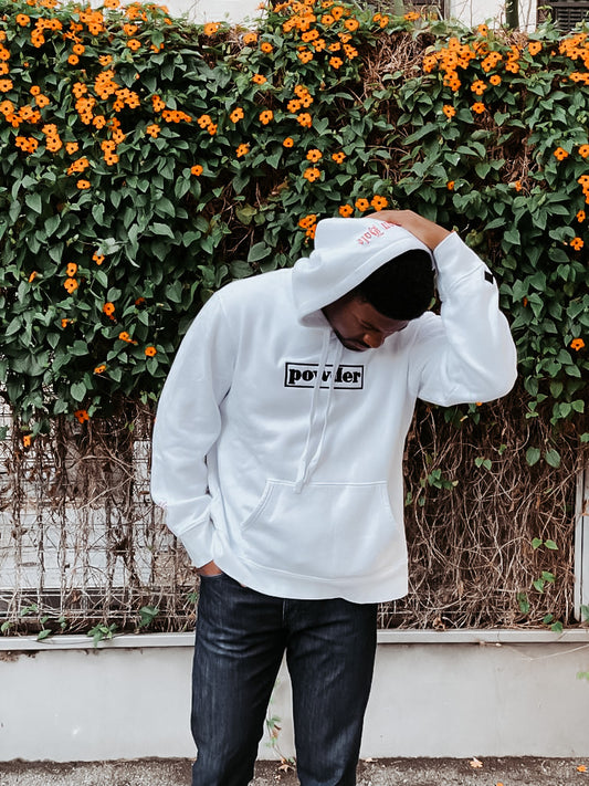 Vintage Powder Hoodie White with Black - PowderLA
