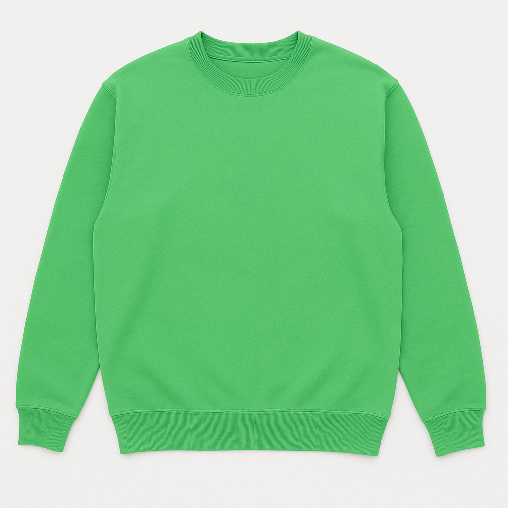 Flat lay of Bowie Green PowderLA crewneck sweatshirt