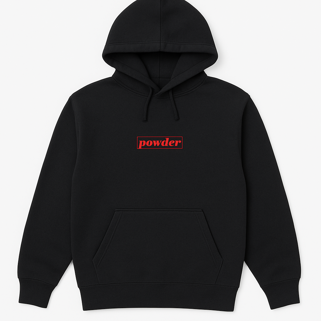 Vintage Powder Hoodie Black with Red