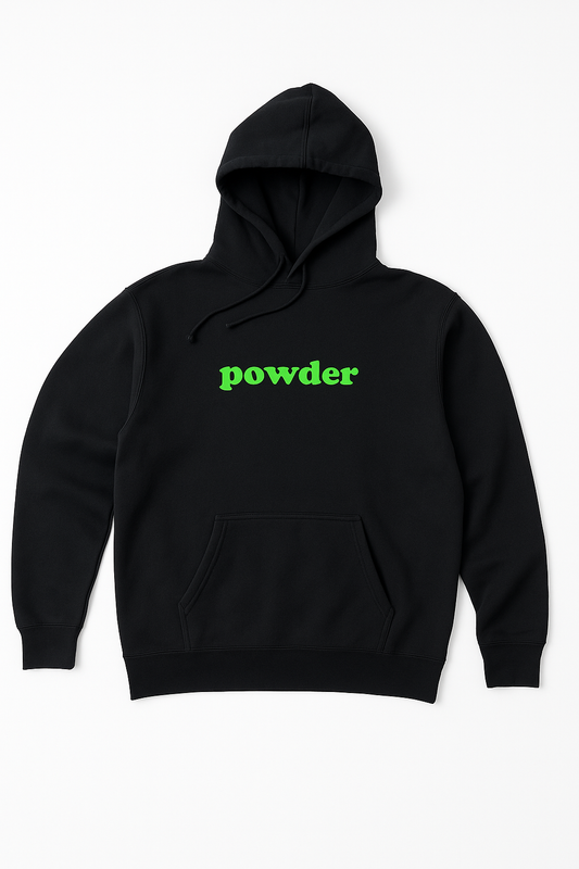 Powder Hoodie Black with Neon Green