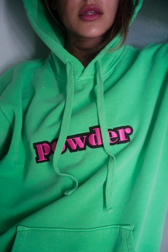 Powder Hoodie Green with Pink - PowderLA